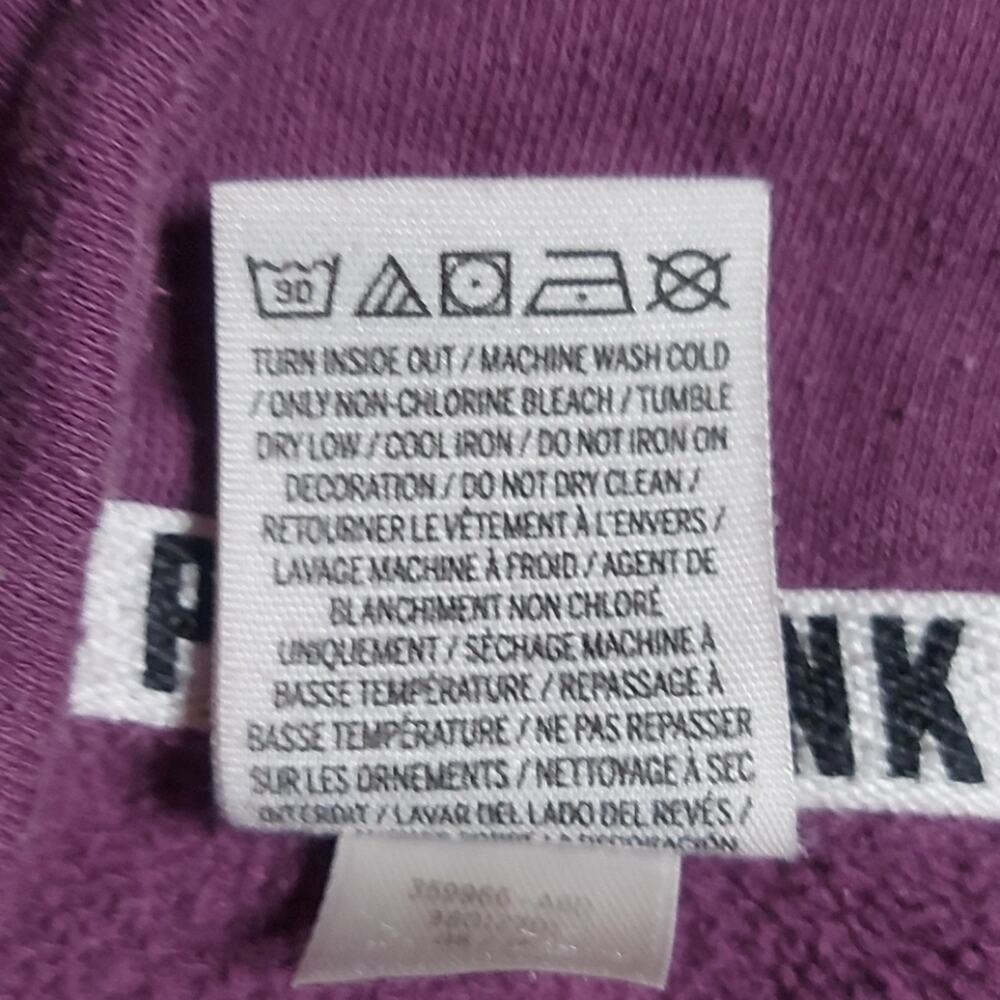 PINK Victoria Secret Funnel Purple Logo Racer Stripe Zip Jacket. L Casual Preppy - Picture 11 of 11
